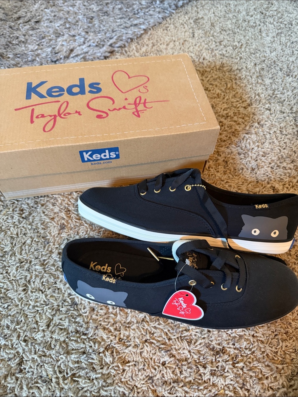 Keds Taylor Swift Black Canvas Sneakers with Cat